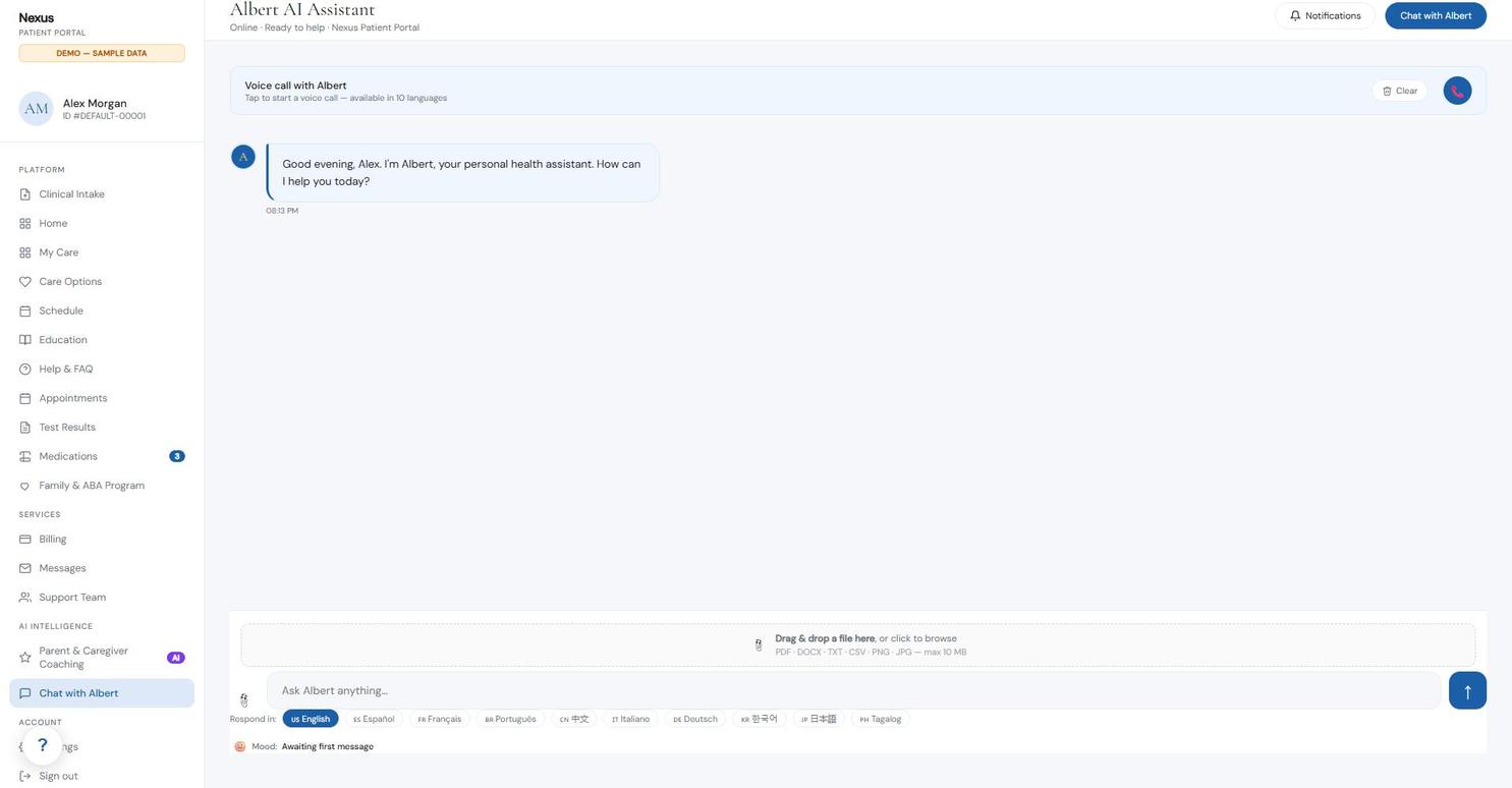 Albert AI assistant chat interface