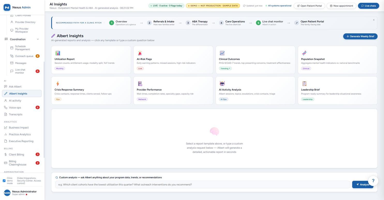 Albert insights analytics screen